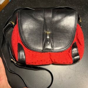 Vintage Tiffany & Co. T Jacquard Black and Red Shoulder Bag